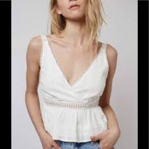 Topshop | Crochet Lace Plunge Sun Top peplum Boho